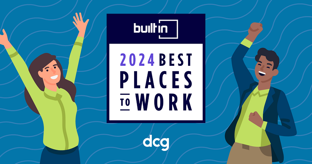 Built in 2024 Best Places to work logo banner accompanied with dcg branding.