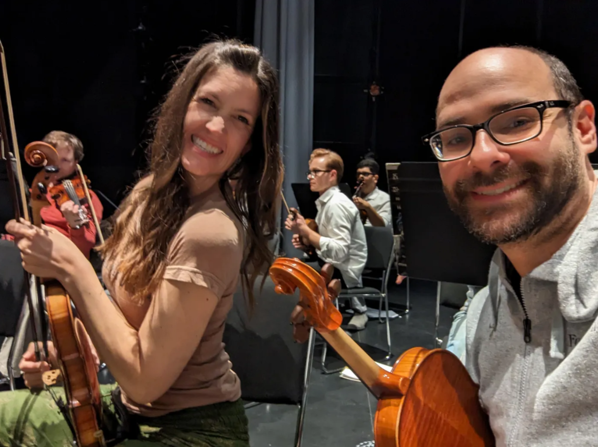 Matthew and his current Capital City Symphony stand partner, who was also his stand partner in college.